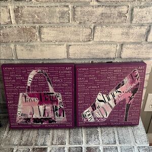 Pink Glam High Heel Canvas Wall Art - Women Shoes Theme